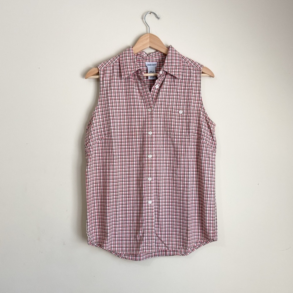 Cabin Creek Plaid Checkered Sleeveless Button Down Shirt